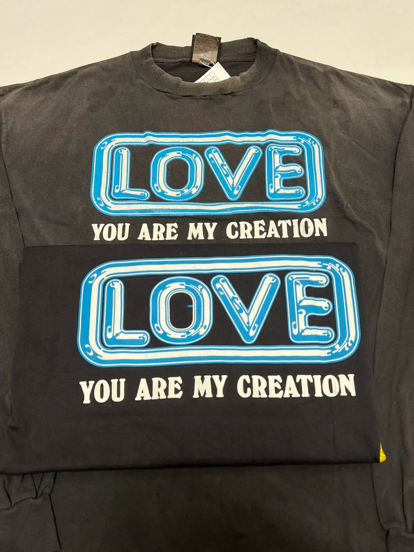 Printing proofing SAINT Mxxxxxx LS TEE/LOVE/BLK LOVE love paper crane distressed hole long sleeves washed black S-XL